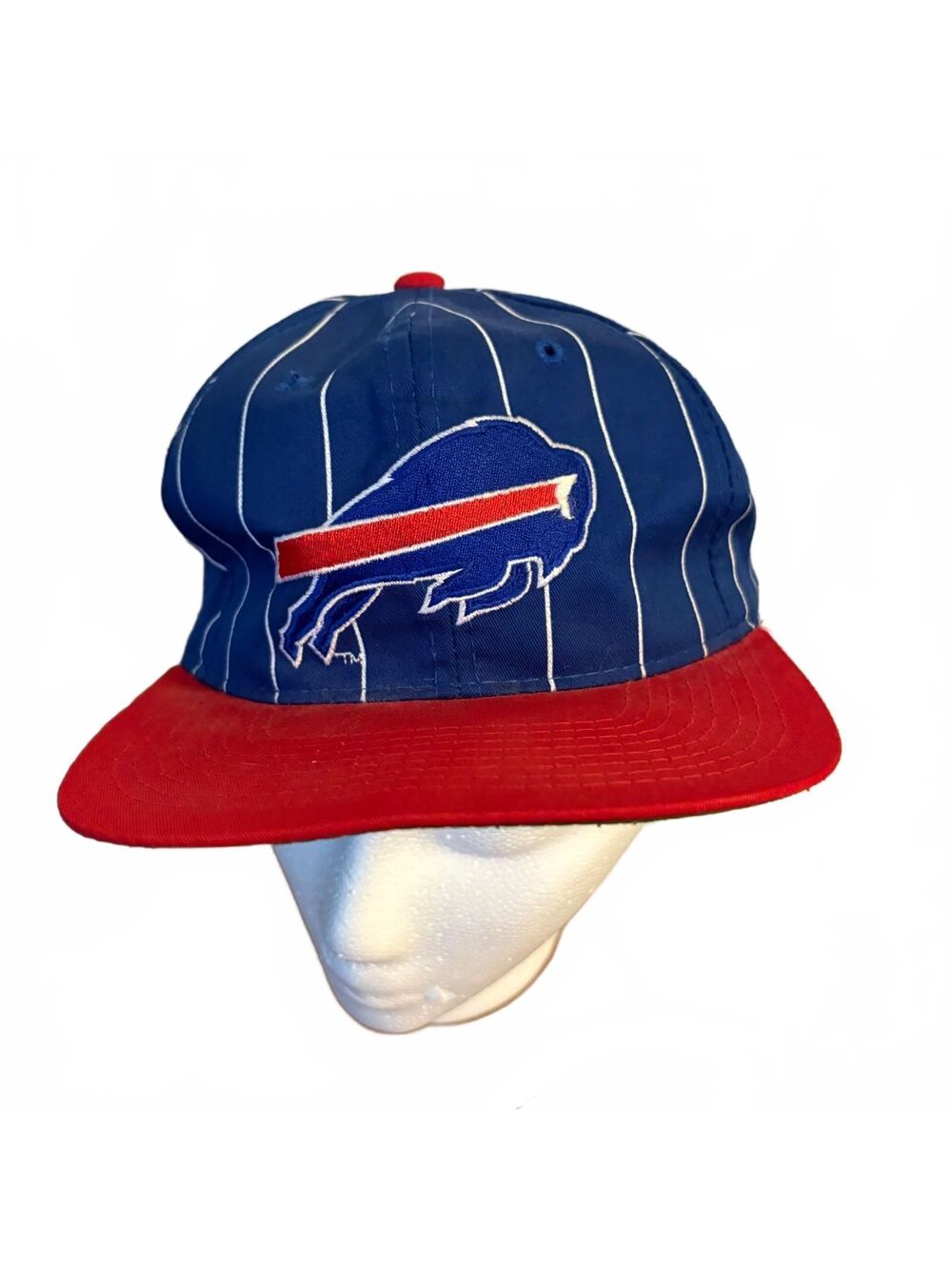 Vintage Starter NFL Buffalo Bills Snapback Hat Blue Red Pinstripe